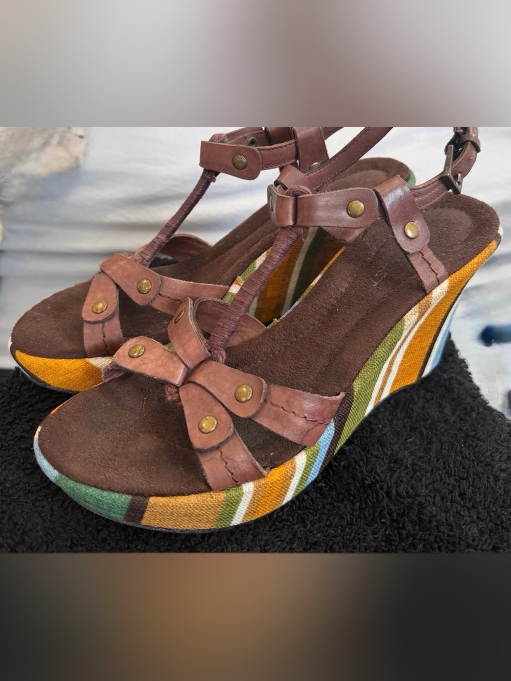Vintage Nine West Womens Allaglow Roman Platform Sandals